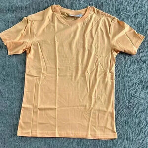 Weekday 100% cotton orange short sleeve shirt womens size xs